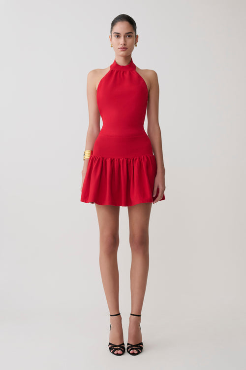 Rory Halter Mini Knit Dress - Red