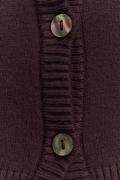Reese Fitted Knit Cardigan - Dark Chocolate