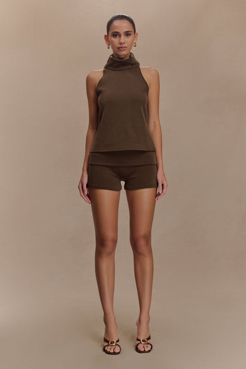 Birdie Fold Over Shorts - Chocolate
