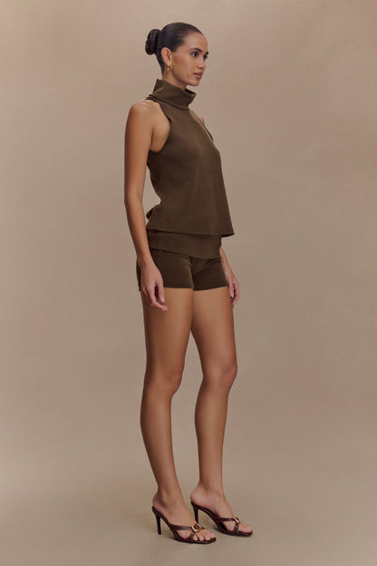 Birdie Fold Over Shorts - Chocolate