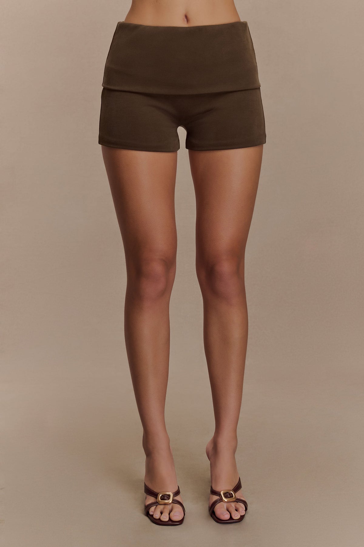 Birdie Fold Over Shorts - Chocolate