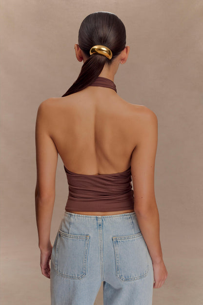 Mariposa Slinky Halter Top - Chocolate