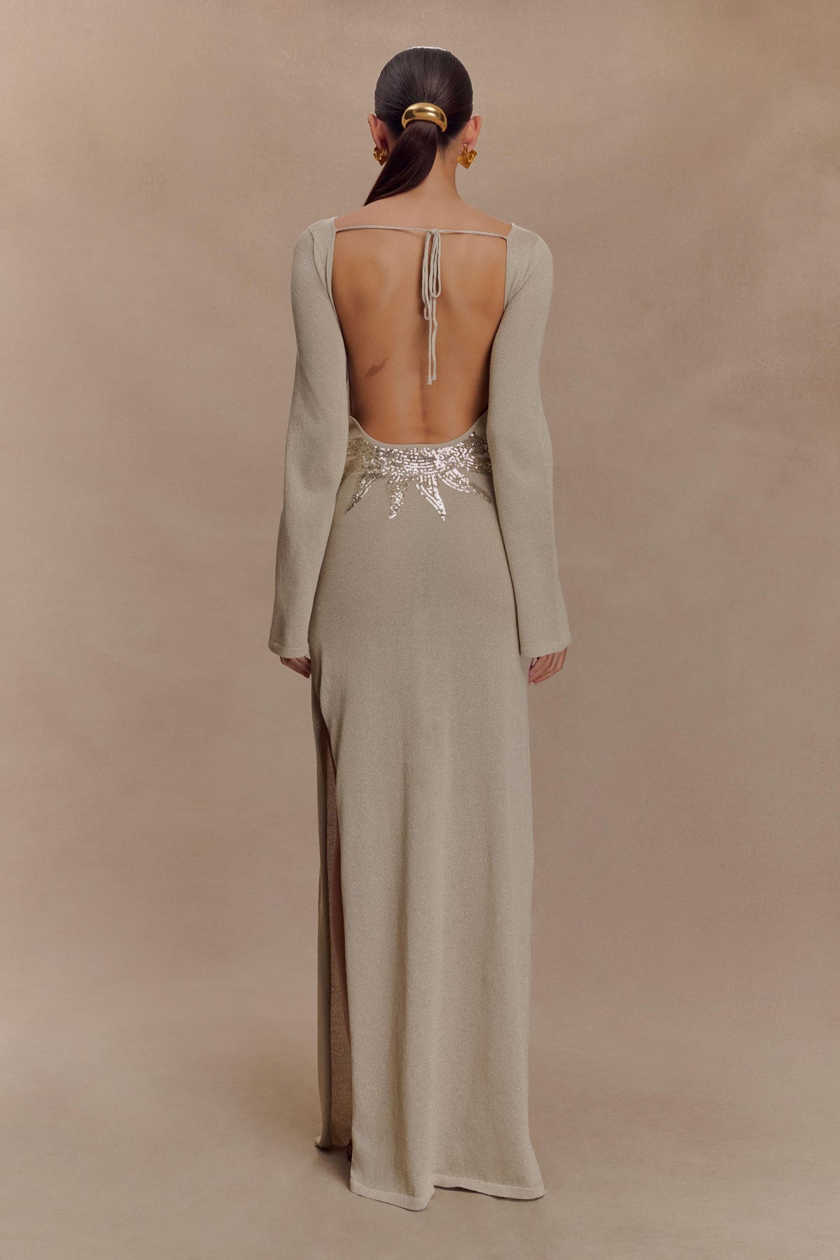 Atticus Knit Maxi Dress With Sequin - Gold