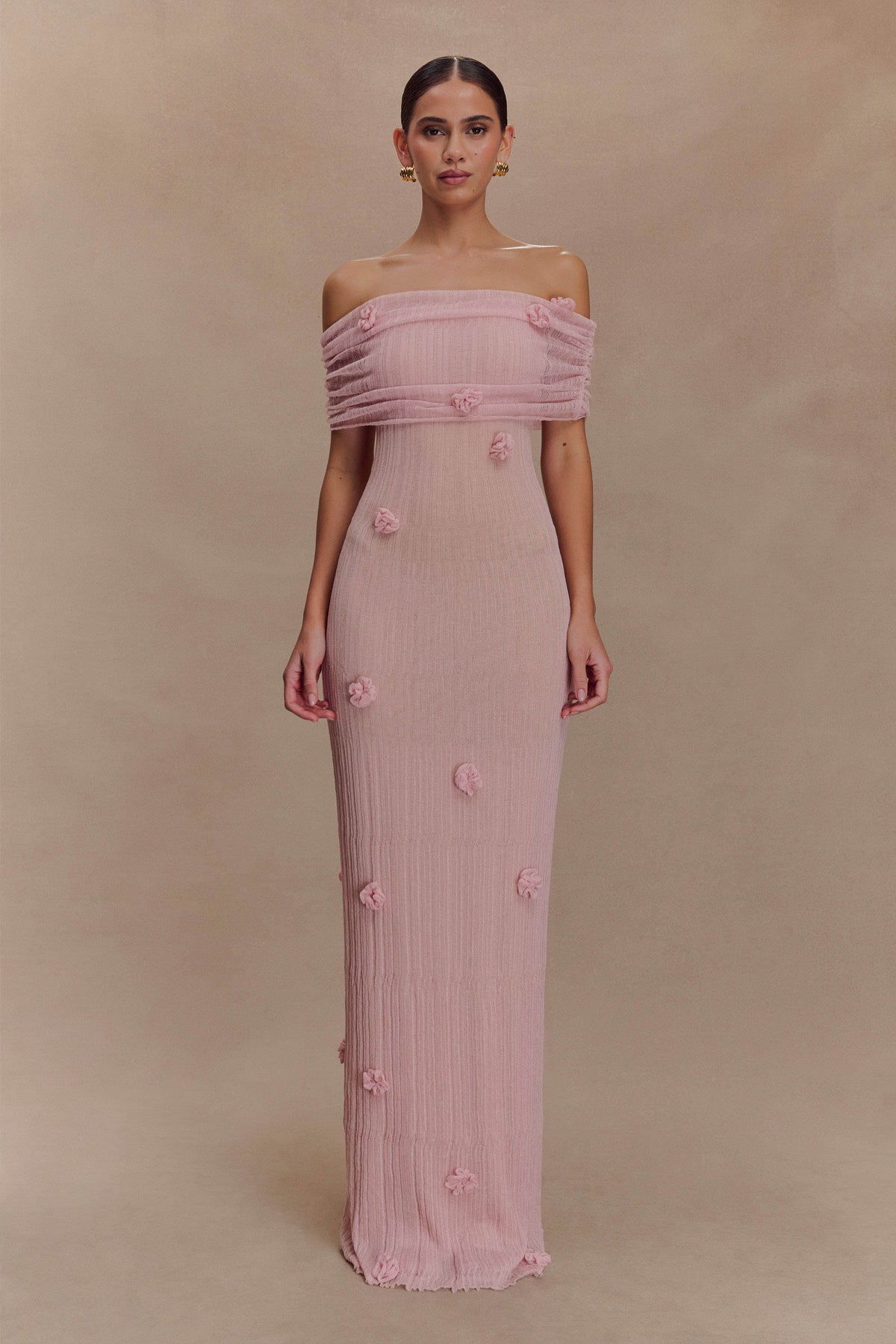 Brynn Orchid Knit Maxi Dress - Pastel Pink