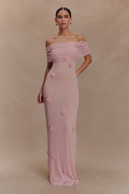Brynn Orchid Knit Maxi Dress - Pastel Pink