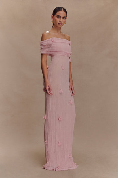 Brynn Orchid Knit Maxi Dress - Pastel Pink