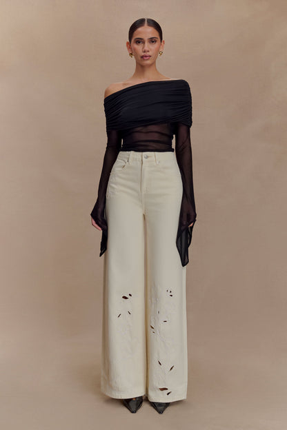 Carmella Embroided Jeans - Ecru