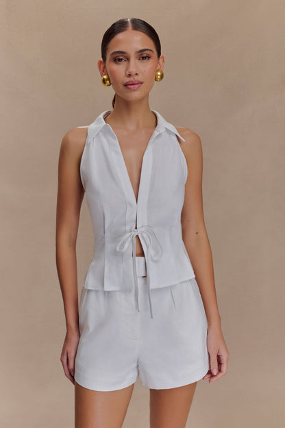 Scout Linen Belted Shorts - White