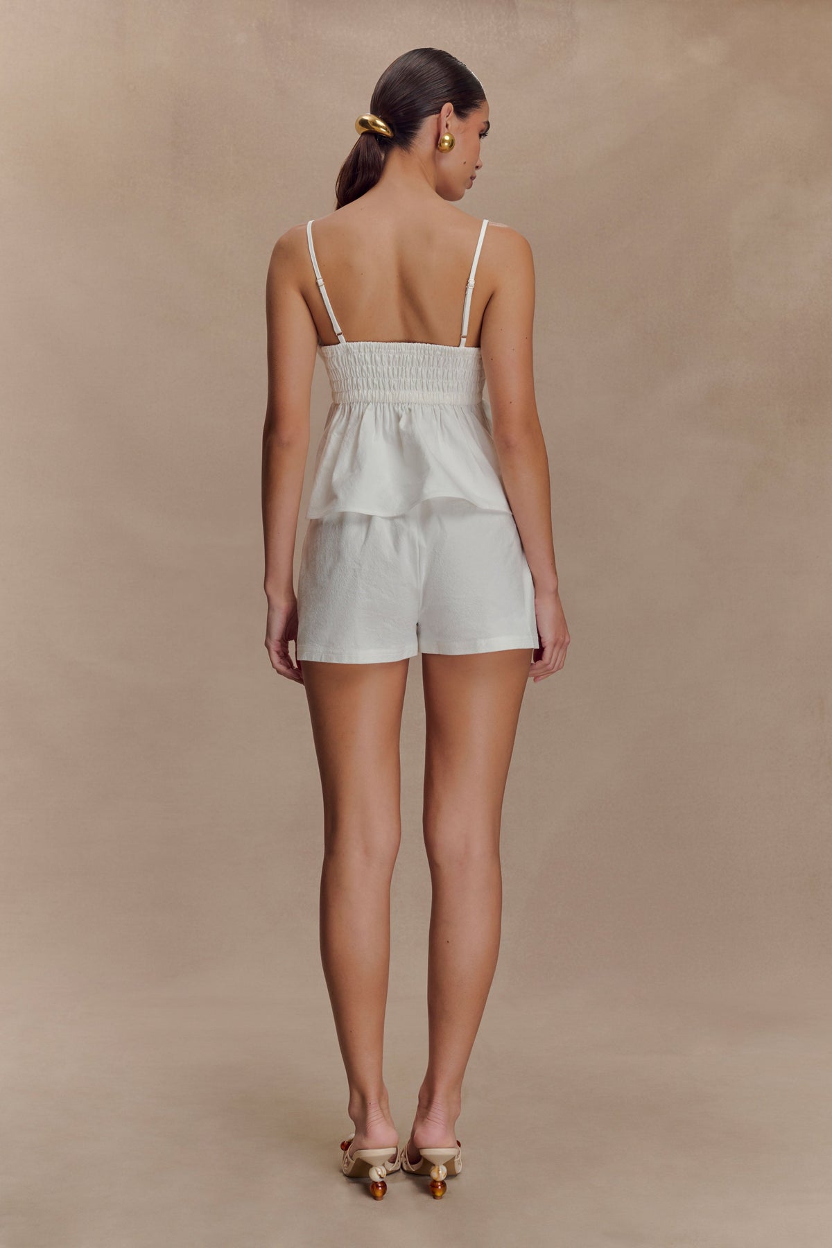 Janayia Cotton Beaded Top - White