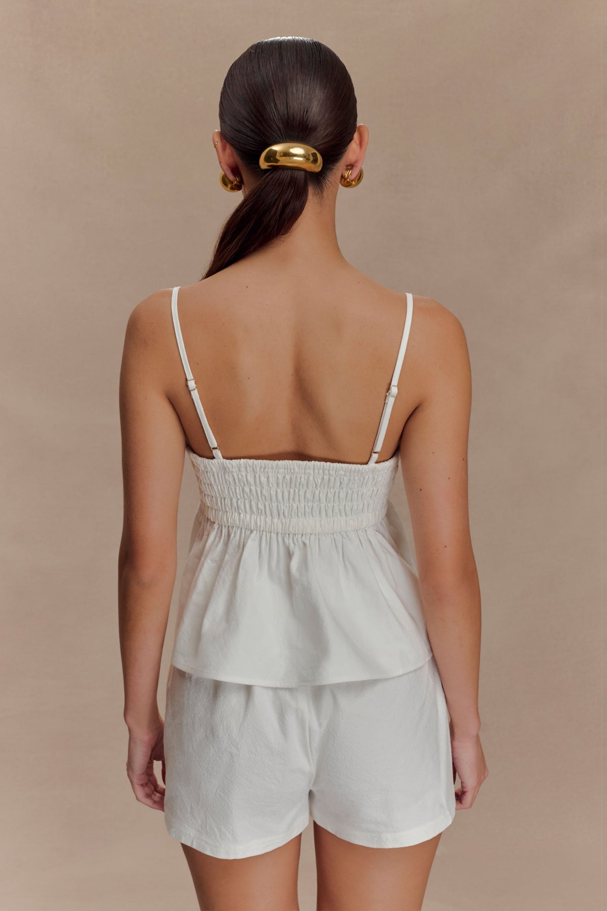 Janayia Cotton Beaded Top - White