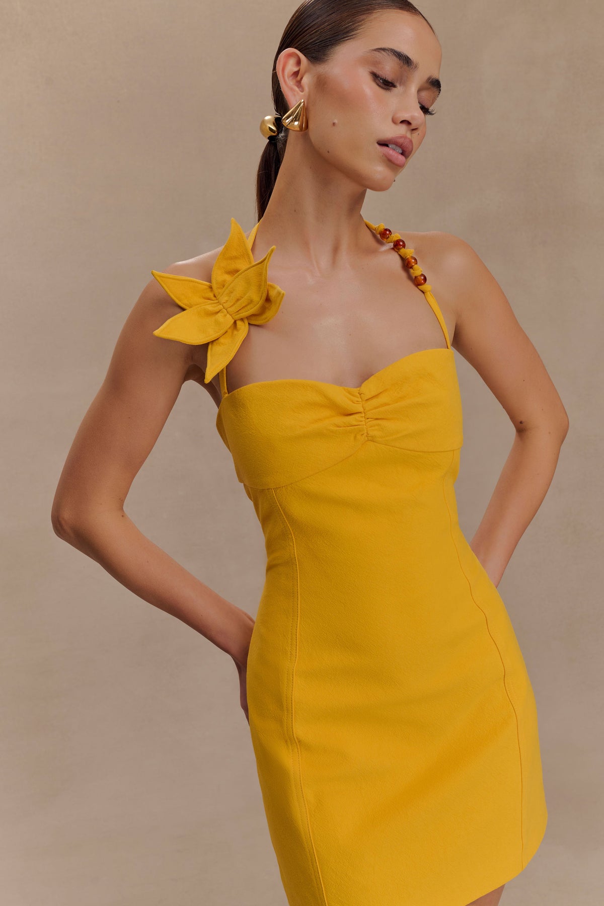 Reyes Cotton Floral Mini Dress - Butterscotch