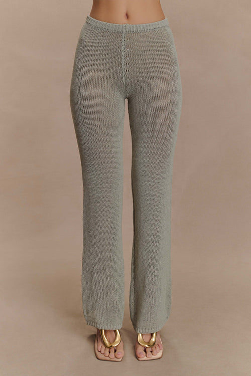 Malani Wide Leg Knit Pants - Sage