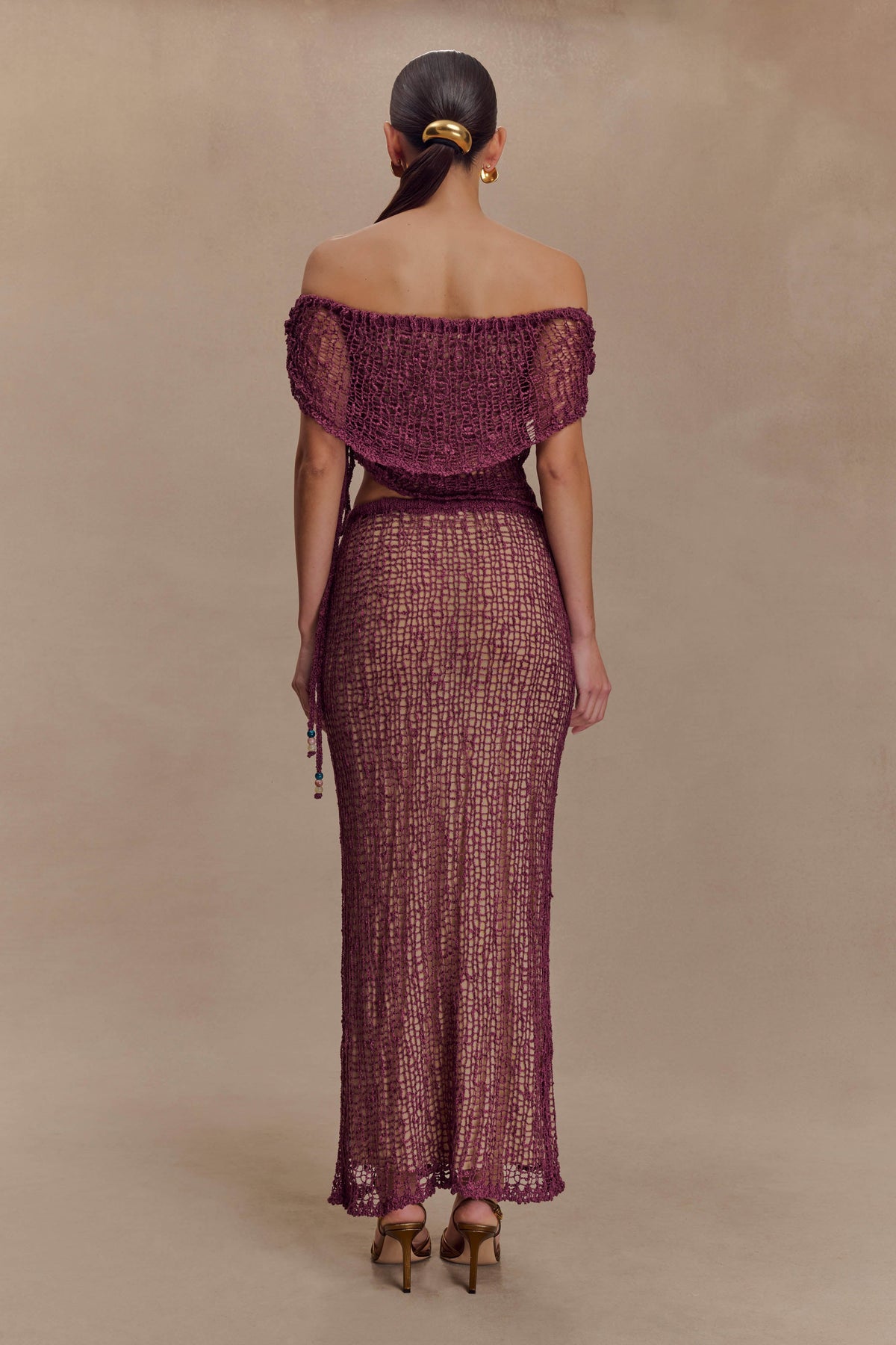 Cordelia Off Shoulder Knit Top - Mauve