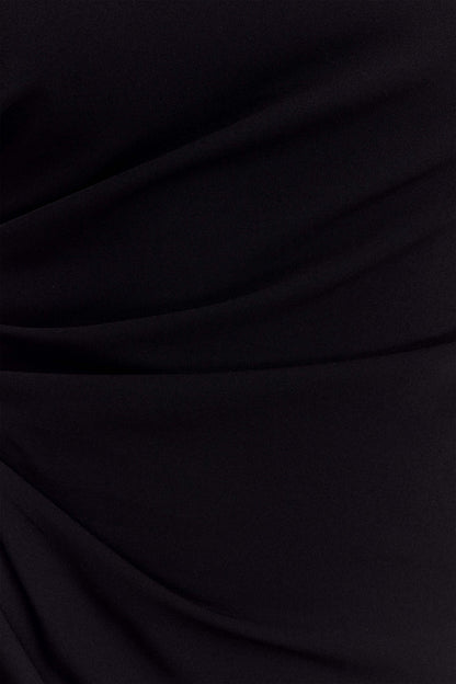 Adalyn One Shoulder Crepe Maxi Dress - Black