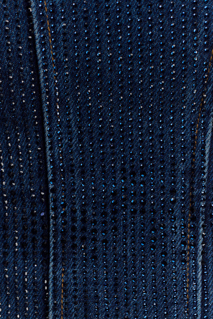 Monte Strapless Diamante Denim Corset - Midnight Blue