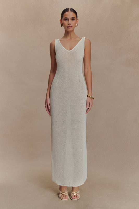 Ari Tape Yarn Knit Maxi Dress - White