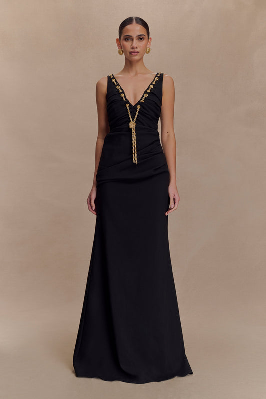 Axton Low Neck Maxi Dress - Black