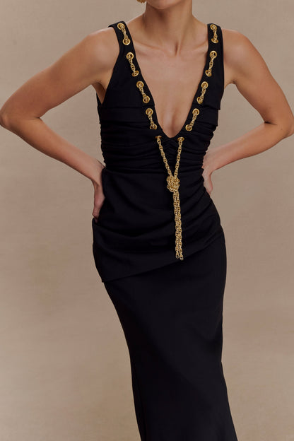 Axton Low Neck Maxi Dress - Black