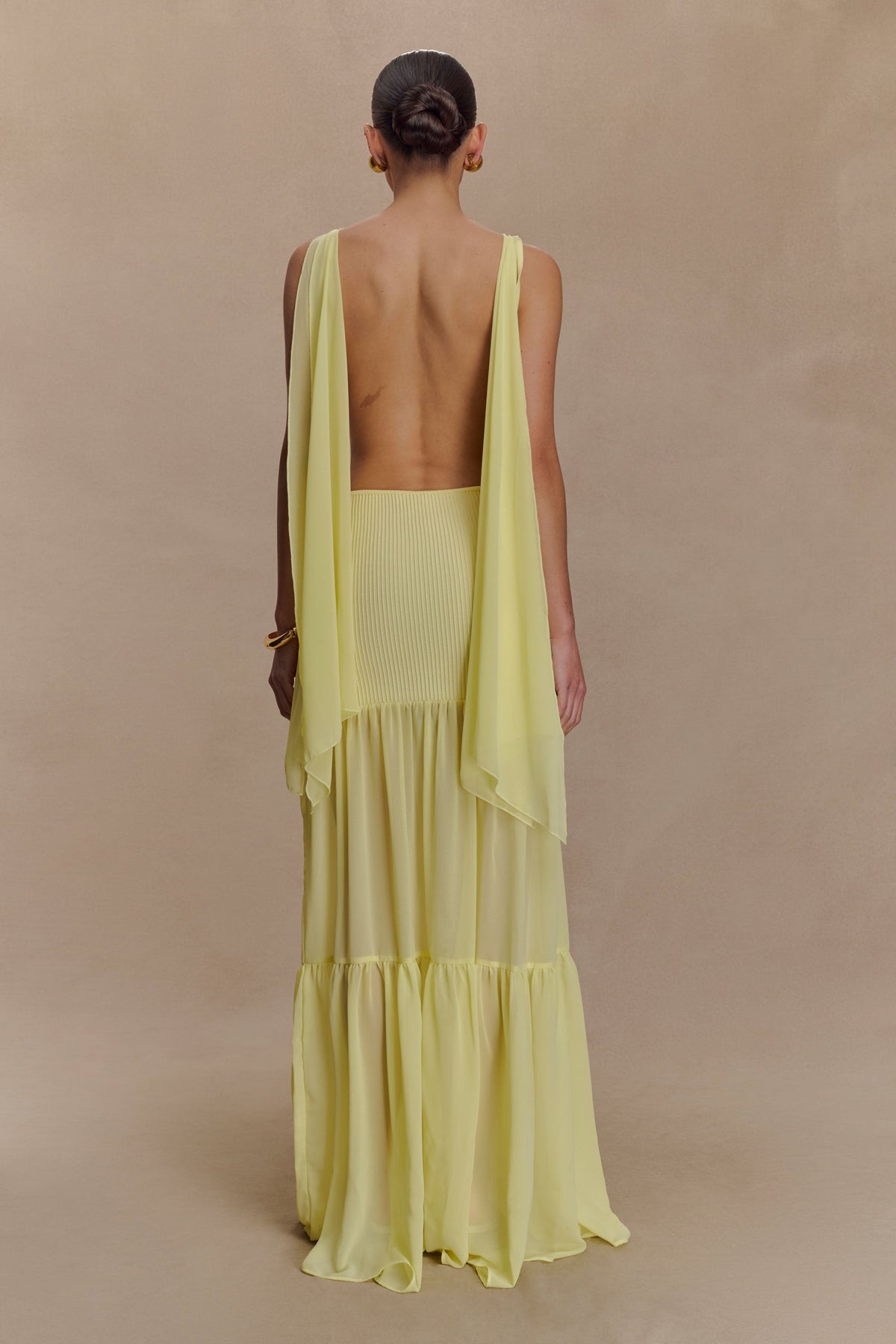 Haille Knit Chiffon Maxi Dress - Lemon