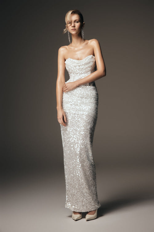 Nala Strapless Sequin Maxi Dress - Ivory