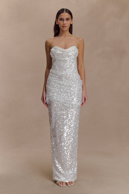 Nala Strapless Sequin Maxi Dress - Ivory