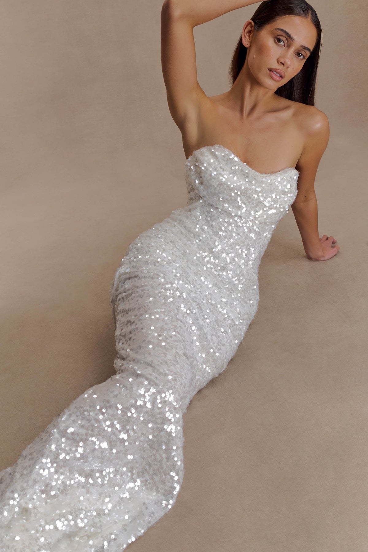 Nala Strapless Sequin Maxi Dress - Ivory