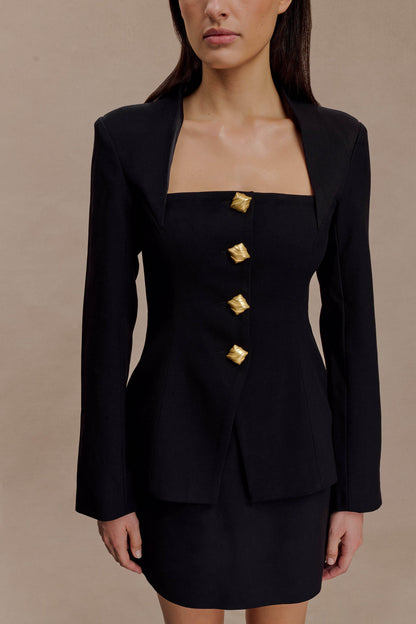 Christel Suiting Fitted Blazer - Black