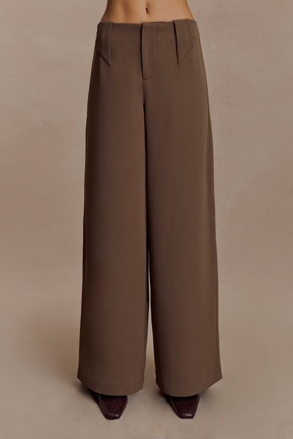 Arlo Wide Leg Suiting Trouser - Cacao Brown