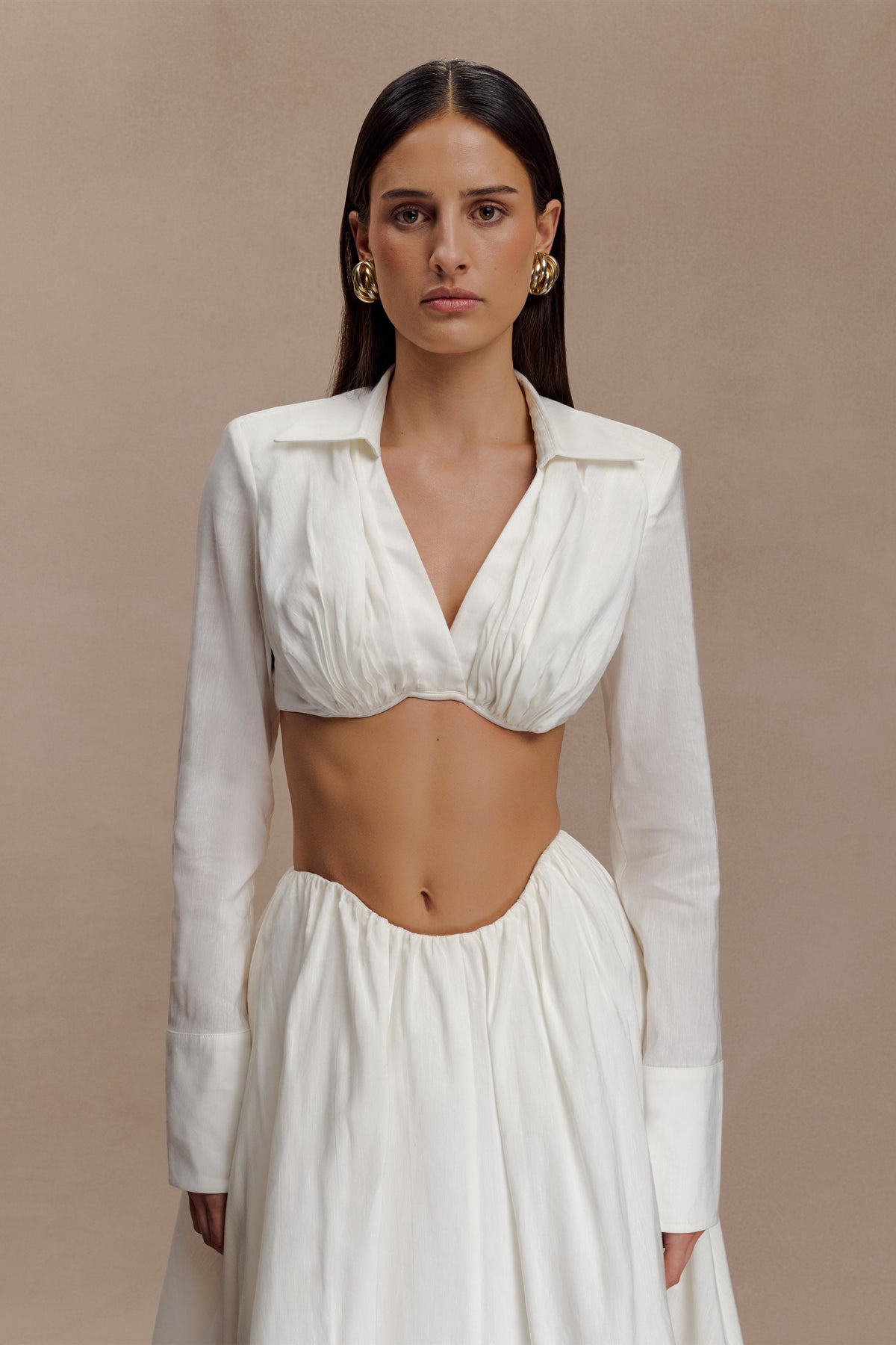 Greta Shirt Bra - White