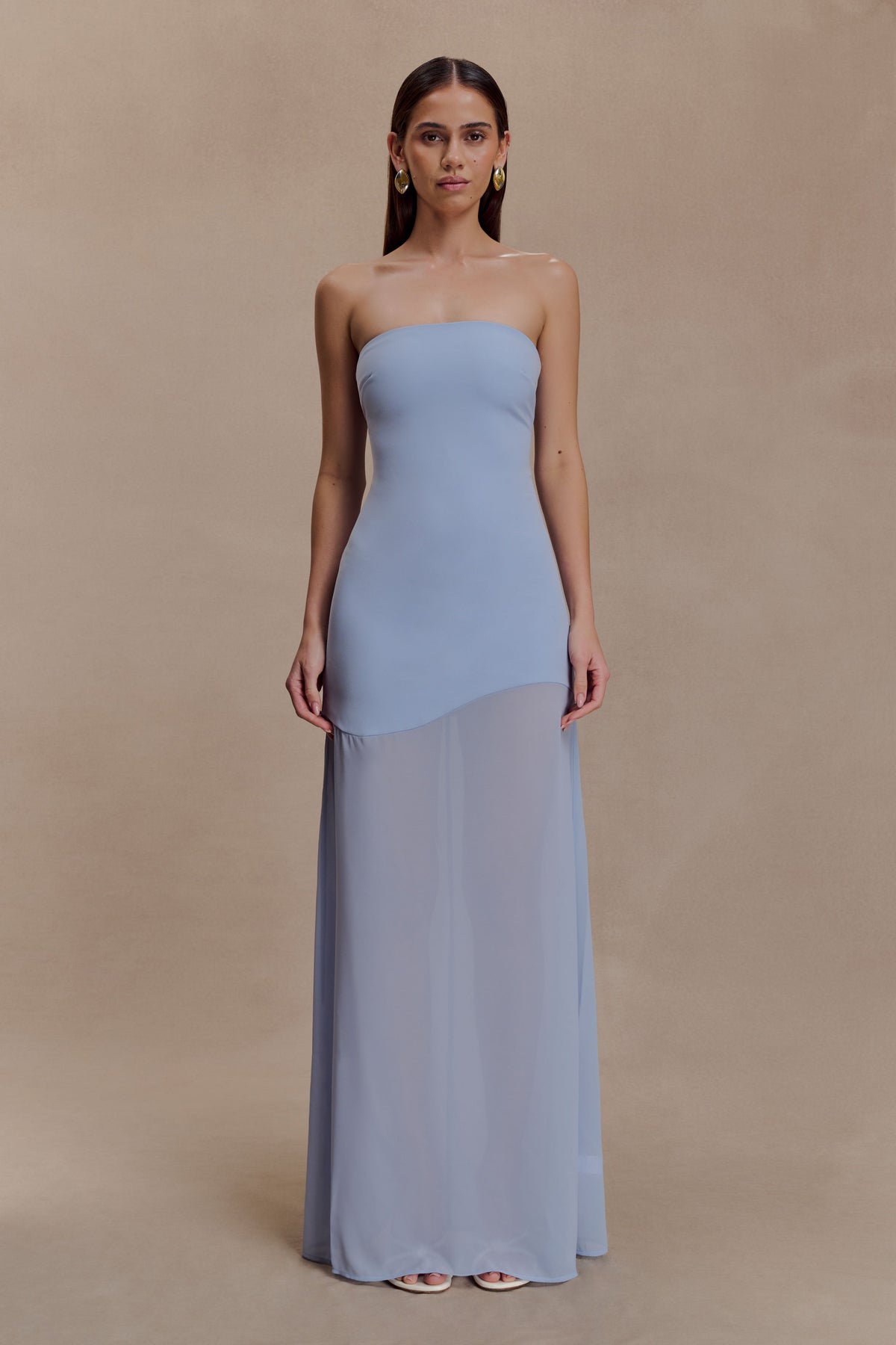 Mason Crepe And Chiffon Maxi Dress - Powder Blue