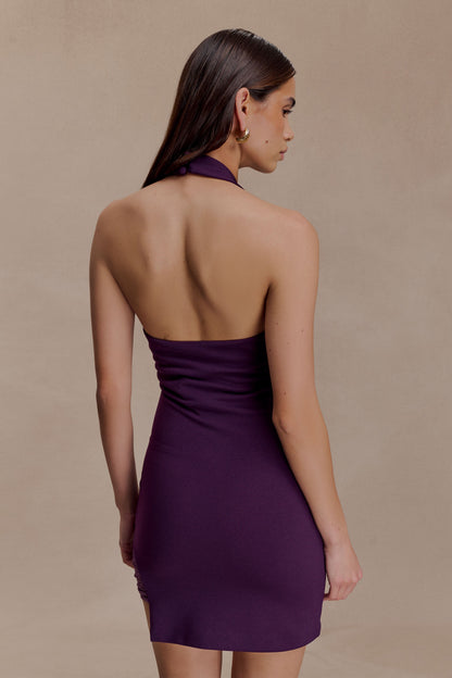 Aubree Crepe And Mesh Mini Dress - Purple