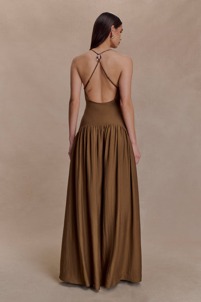 Darling Linen Maxi Dress - Chocolate