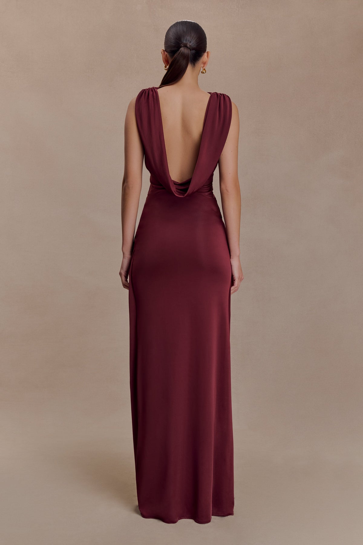 Bridget Slinky Cowl Back Top - Burgundy
