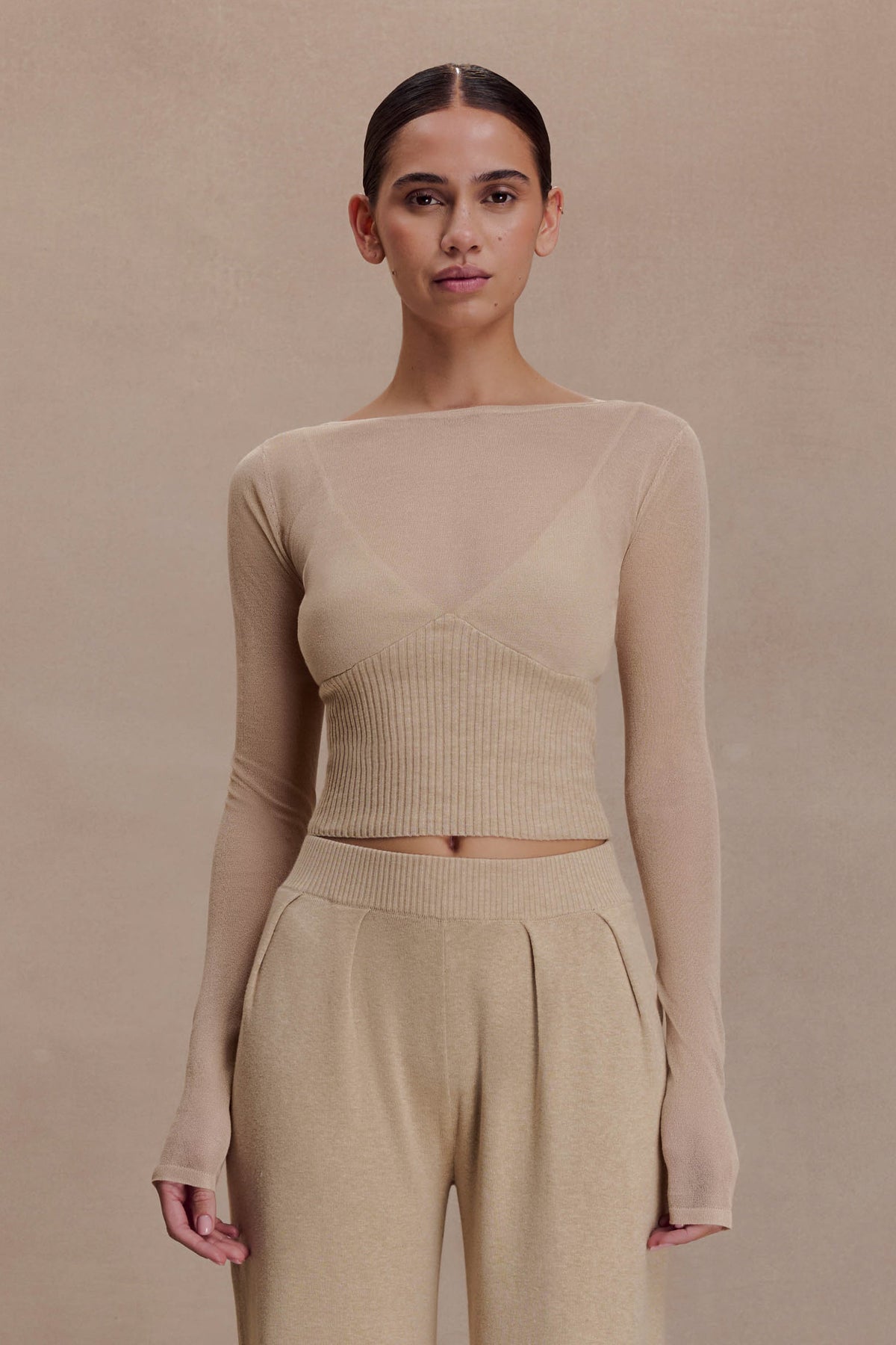 Brionee Silk Blend Knit Top - Sand