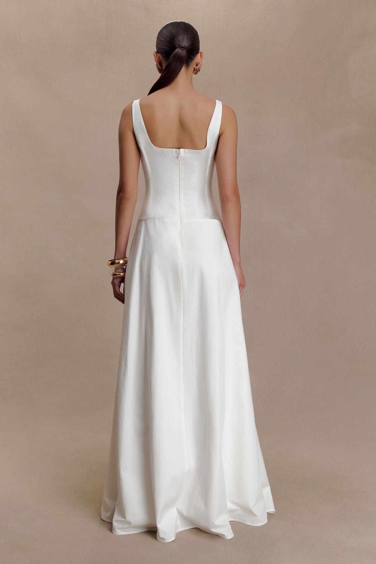 Salma Drop Waist Cotton Maxi Dress - White