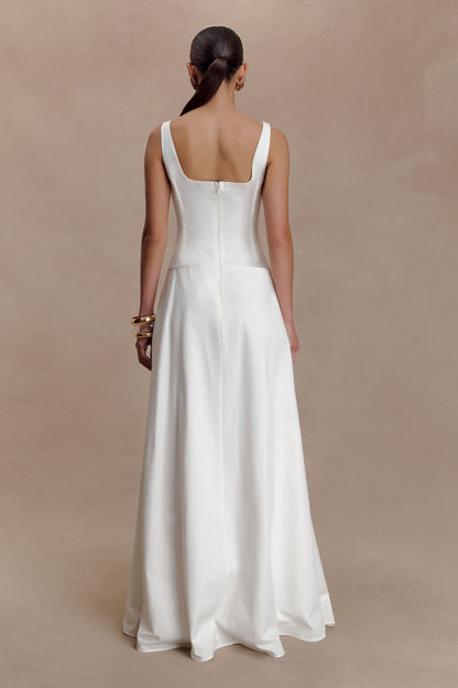 Salma Drop Waist Cotton Maxi Dress - White