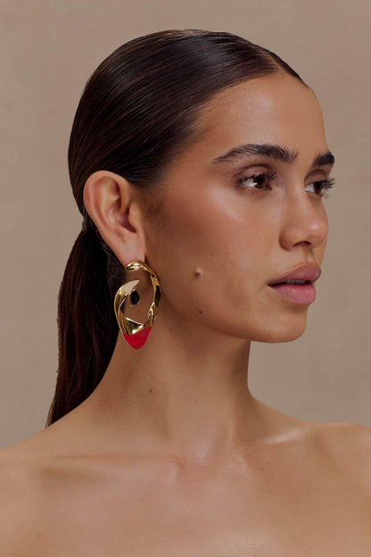 Marna Large Hoop Earrings With Stones - Gold