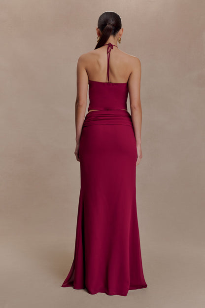 Celina Chiffon Overlay Maxi Skirt - Cherry Red