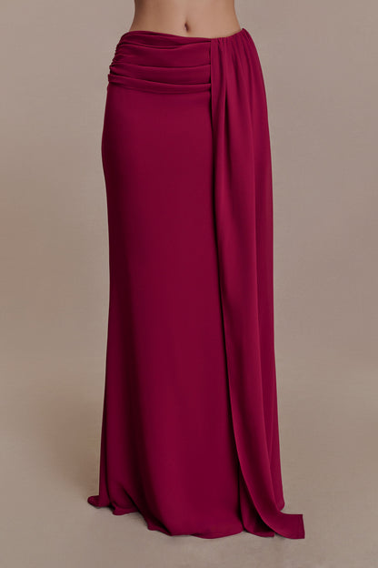 Celina Chiffon Overlay Maxi Skirt - Cherry Red