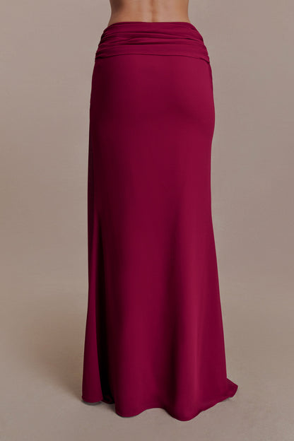 Celina Chiffon Overlay Maxi Skirt - Cherry Red