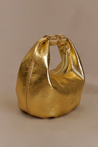 Bristol Mini Croissant Leather Bag - Gold