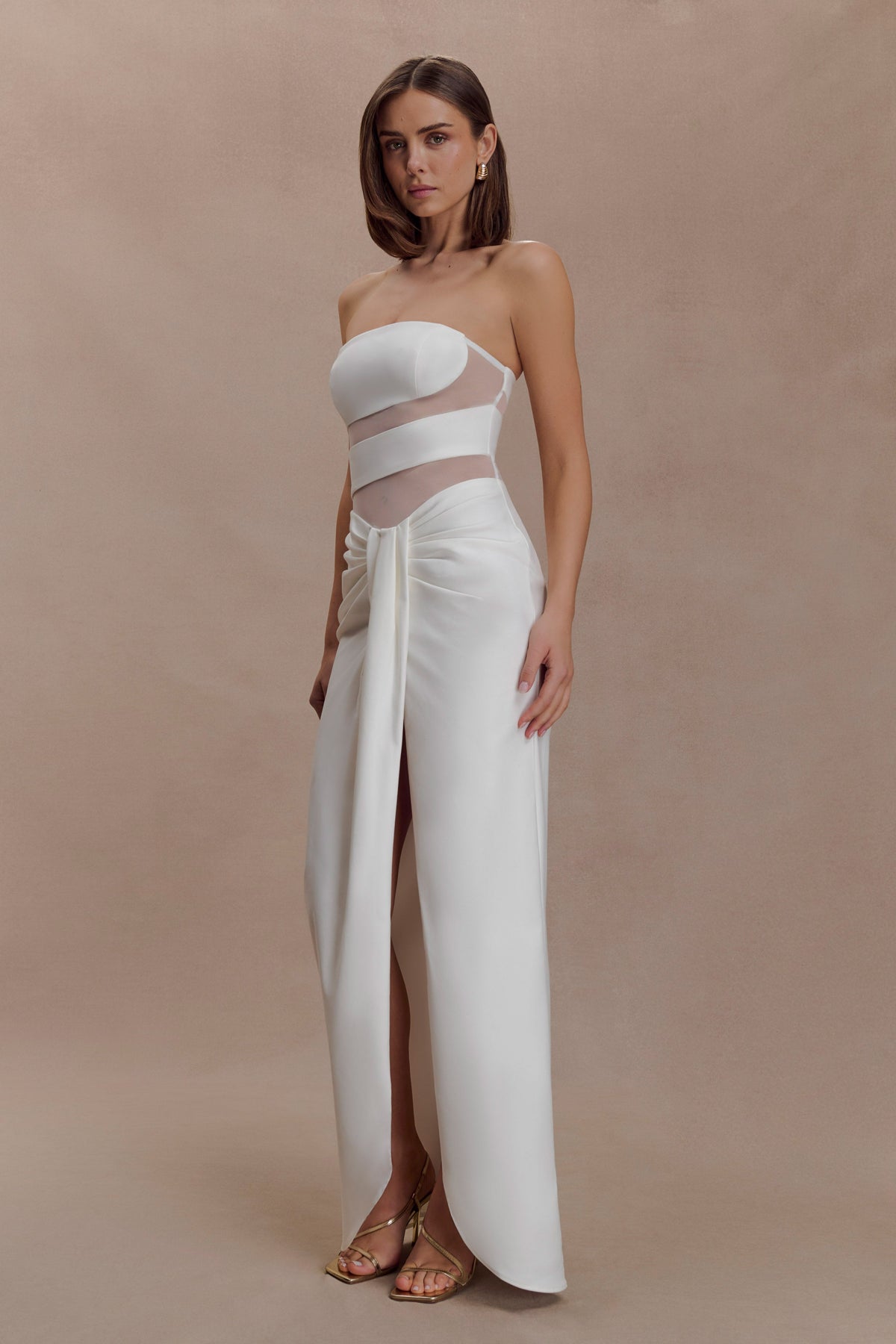Paulina Cut Out Strapless Maxi Dress - White