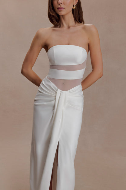 Paulina Cut Out Strapless Maxi Dress - White