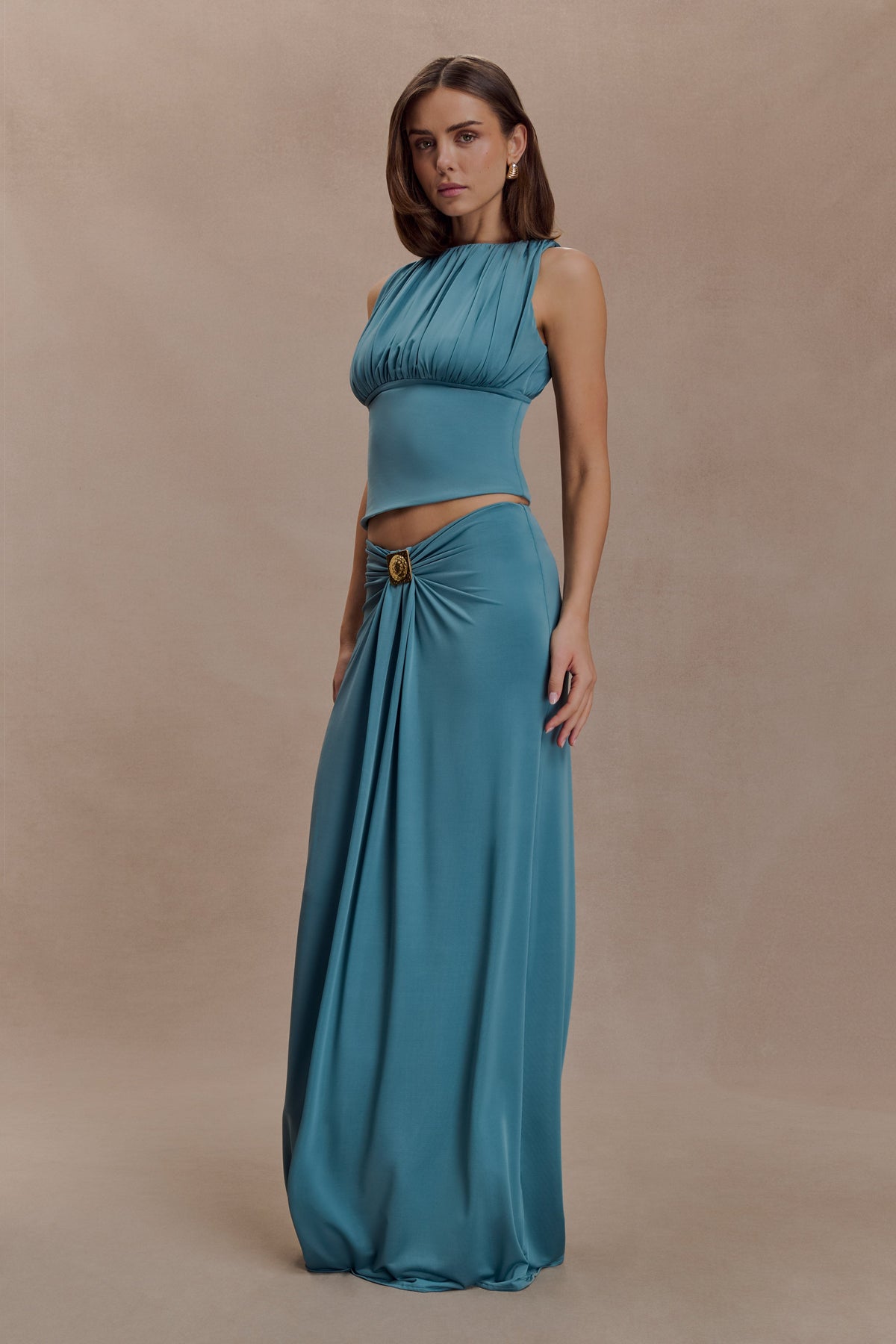 Erina Slinky Open Back Top - Teal