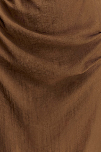 Cecilie Cut Out Shirt Midi Dress - Dark Chocolate