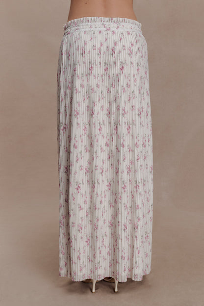 Amaris Gathered Plisse Maxi Skirt - Floral Ditsy Print