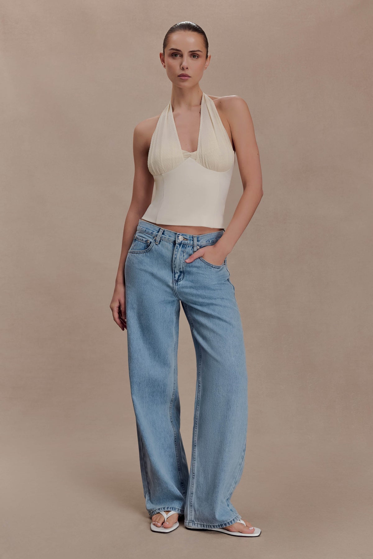 Cressida Crepe Halter Top - Ivory