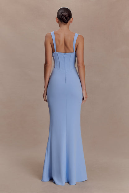 Luella Crepe Corset Maxi Dress - Cornflower Blue