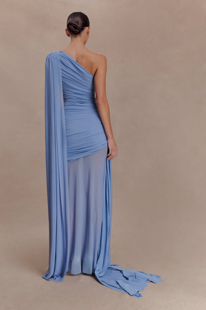 Asher Slinky One Shoulder Maxi Dress - Cornflower Blue