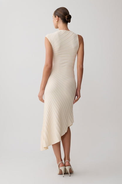 Milasandra Pleated Knit Dress - Ivory